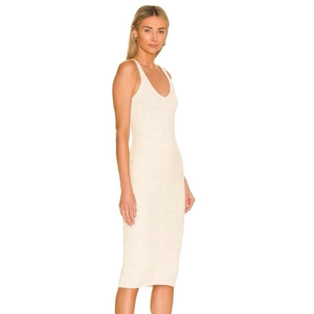 House of Harlow 1960 Emerson Knit Midi Dress Cream/Ivory Size Large